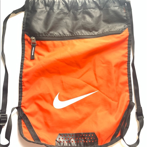 Orange & Black Nike Swoosh Cinch Drawstring Bag